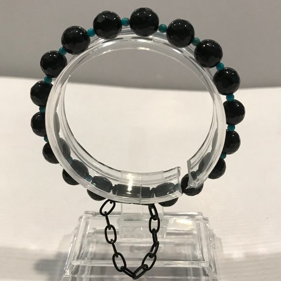 Turquoise Genuine Turquoise Beads & Black Spinel Faceted Beads New - Picture 5 of 8